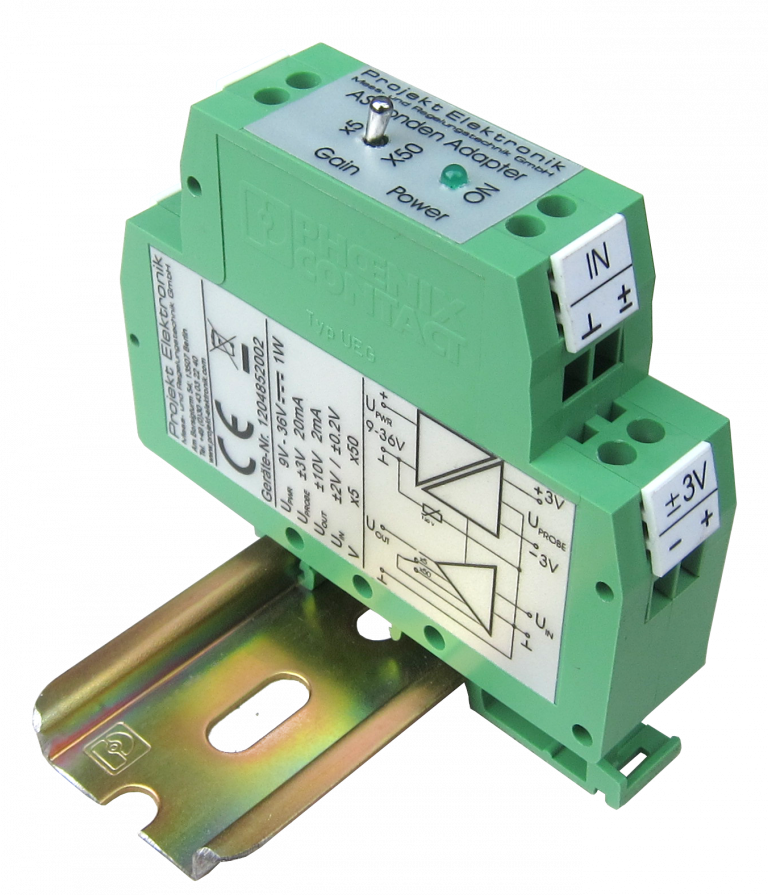 AS-Probe Adapter green 20 mm Module with screw connections on DIN rail
