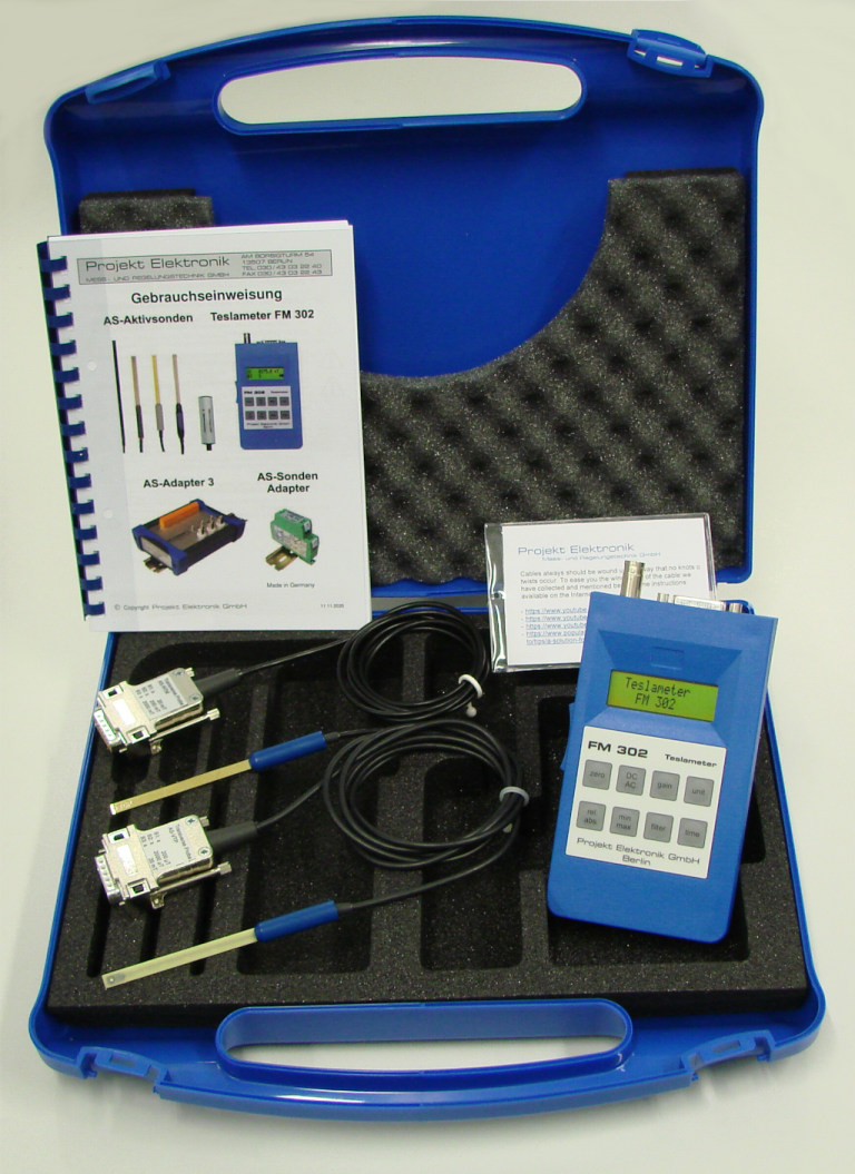 Example rental set: Teslameter FM302 with AS-VTP and AS-NTM probes